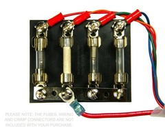 FUSE BLOCK FUSE HOLDER, 4-POSITION, GLASS FUSES (i.e. 3A, ABC, AGC) WITH SCREWS