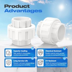 4 PCS 1″ PVC Union Coupling Pipe Fitting, Slip Joint Adapter PVC Connectors (Soc