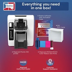 Bodno Magicard Pronto 100 ID Card Printer Complete Supplies Package ID Software.