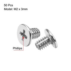 50pcs M2x3mm Phillips Screw for PC Fastener Silver Tone 3.8mm Dia Screw Head