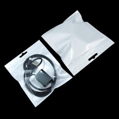 100X For Zip White Clear Plastic Lock Bag Hang Hole Packaging Pouches Accessory