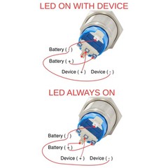 3/4″ (19mm) Momentary Push Button Starter Switch / Boat Horn Metal w/ Power LED