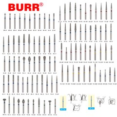 50PCS Dental Diamond Burs High Speed Handpiece Friction Grip 1.6mm Burr