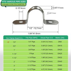 Durable 40PCS Stainless Steel Pipe Clamps with 20 Screws – Fits 1/4″ Pipes