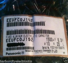 5x EEU-FC0J152 PANASONIC CAPACITOR ALUMINUM 1500UF 6.3V 20% RADIAL 10X20mm
