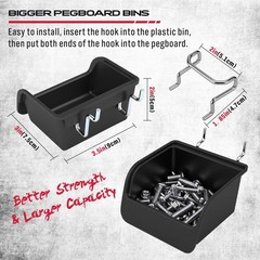 Ultimate 121-Piece Pegboard Hooks Set, Accessories with Metal Black