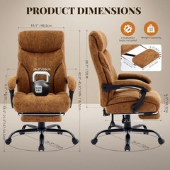 500LB Ergonomic Office Chair for Big & Tall Users Adjustable w/Footrest,Wide Sea