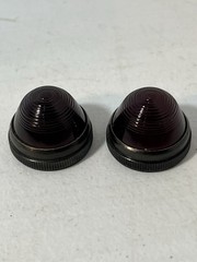 2x Antique Cutler Hammer Red Lens Tail GLASS 1”+ Diam. Rat Rod Vw Bug Bicycle