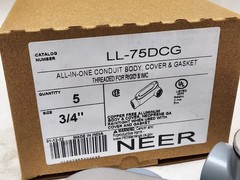 5 pcs – 3/4″ Electrical Conduit Body Type LL w/ Cover & Gasket Alum Threaded UL