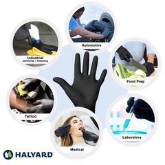 HALYARD PUREZERO Black Nitrile Exam Gloves – 5.1 Mil Box of 100, Medium – Hea…