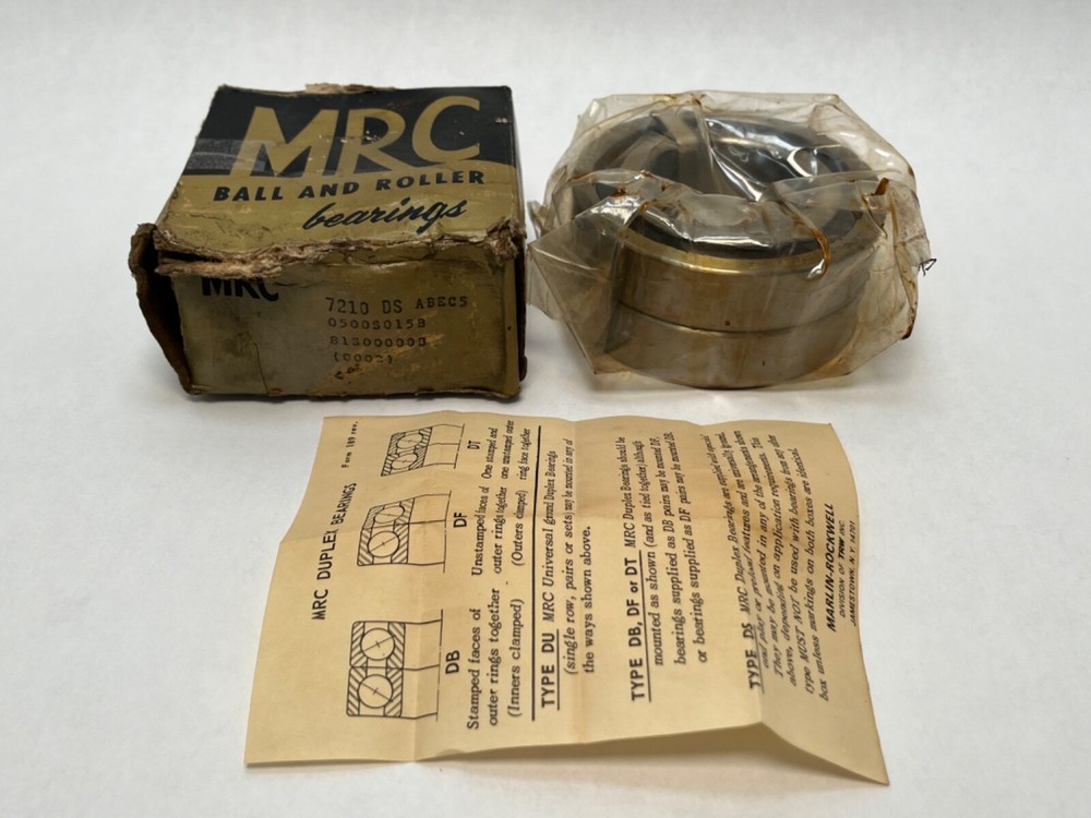 MRC 7210DS Annular Bearing 50x90x20 mm 7210 DS 0016 ABEC5 USA Set