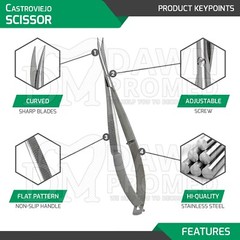 Castroviejo Scissors Curved 4.5″ Micro Surgery Ophthalmic Surgical Instrument