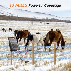 10-Mile Solar Electric Fence Charger 0.18 Joule Day/Night Mode for Livestock