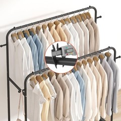 Modern Freestanding Clothes Organizer with Wheels and Dual Rods – Sleek Black