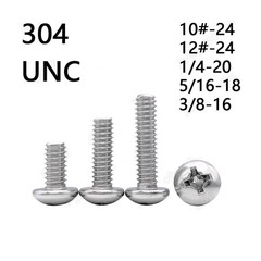 304 Stainless Steel Phillips Cross Pan Head Machine Screws 10# 12# 1/4 5/16 3/8