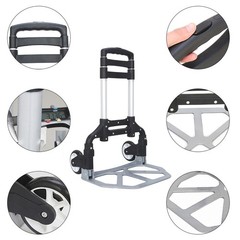 176lbs Folding Hand Truck Dolly Cart Wheeled Luggage Moving Trucks + Bungee Cord