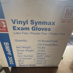 Basic Vinyl Synmax Exam Gloves Vinyl Powder-Free Medium BMPF3002