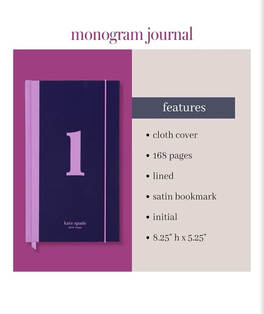 Kate Spade Just Mine Monogram “L” Cloth Hardcover Notebook Journal