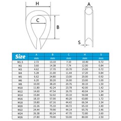 304 Stainless Steel Wire Thimble Cable End Loop Rigging For M1.5-M32 Rope
