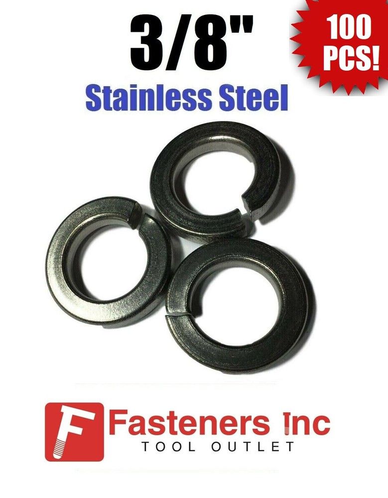 (Qty 100) 3/8″ Stainless Steel Regular Split Lock Washers Type 18-8