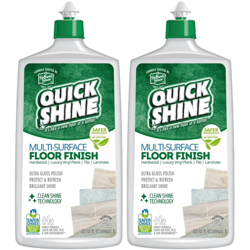 Quick Shine Multi-Surface Floor Finish-Polish 27oz-2pk | Safer Choice, No PFA…