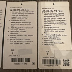 Lululemon Store Tags Only JUST THE TAGS Small XS Lot Of 8 Sizes 4 & 6 Pants Bras