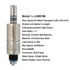 LANJING Dental Mini Air Motor Low Speed Handpiece 4 Holes LED 6 Pin ISO E Type