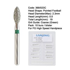Dental Dimond Burs Football FG Bur Friction Grip Coarse Diamonds Drills 368/023C