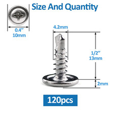 #8 x 1/2 Sheet Metal Screws 120PCS 410 Stainless Steel Truss Head Fast Self…