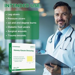 Greetmed Honey Gauze Dressing 2″ x 2″ Sterile Wound Care – Pack of 10