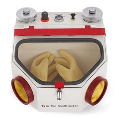 Dental Twin-pen Double Pen Sand Blaster Sandblaster Unit w/LED Bulb 2 Tanks