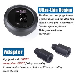 52mm Dual Digital Air Pressure Gauge 0-220 PSI 2 1/8NPT Sensors Kit