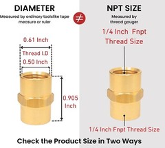 Brass Coupling 1/4″ NPT Female X 1/4″ NPT Female Hex Head Pipe Fitting 10 Pack