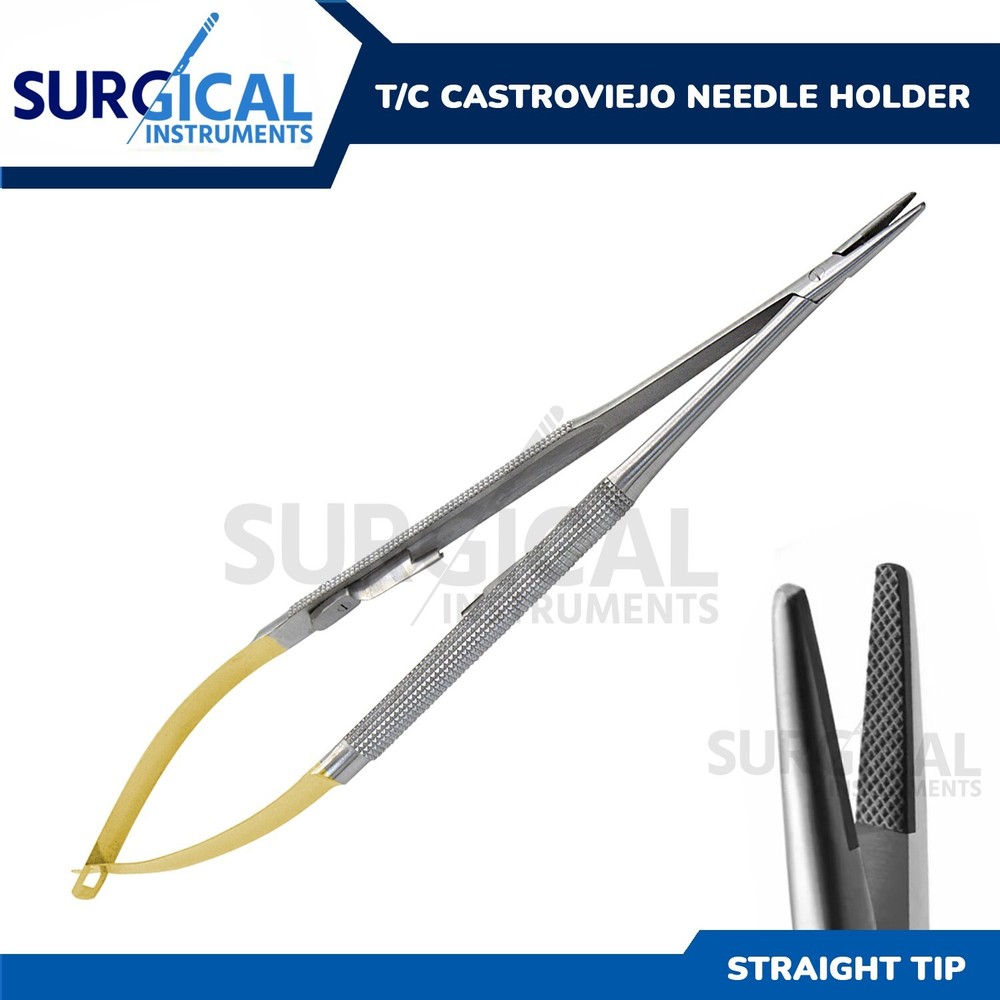 T/C Castroviejo Needle Holder 7″ STRAIGHT Surgical DENTAL Instruments German GR