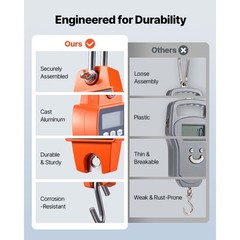 Uimoso Digital Crane Scale 660 lbs/300 kg Portable Hanging Scale Orange