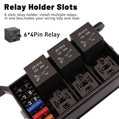 12V Automotive Relay Box, 6 Way Relay Fuse Box 12 AWG Pre-Wired Fuse Circuit Box