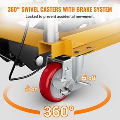 770 Lbs Hydraulic Double Scissor Lift Table Cart 11.5-59″ Lift Rang Steel Wheels