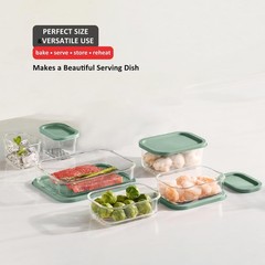 EATEX 6 Pack Glass Meal Prep Containers with Grooved Base, 6 Stackable BPA Fr…
