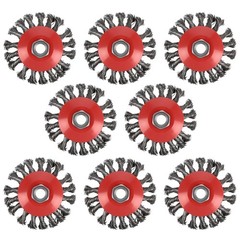 8 Pack 4″ Twist Knotted Wire Wheel Brushes for Angle Grinder, Heavy-Duty Rust Re