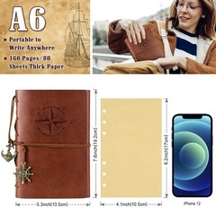 Leather Journal Refillable, MALEDEN Premium Spiral Notebook Classic Binder