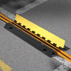 TPU Cable Protector Ramp, 22000lb/axle, 2-Channel, Flip-Top, 3-Pack
