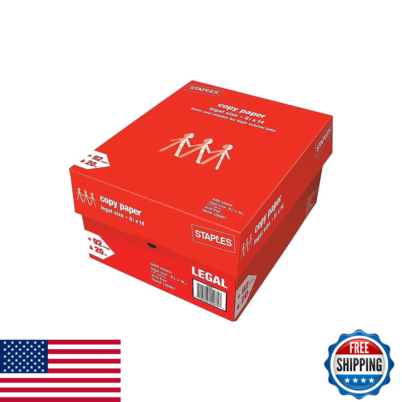 Staples 8.5-Inch X 14-Inch Copy Paper 20 Lbs. 92 Brightness 500/Ream 10