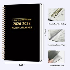 A4 A5 2026-2028 3 Year Monthly Planner Calendar Goals Agenda Notebook
