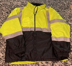Men’s Neon Green Safety Polyester Work Jacket Size 2 XL