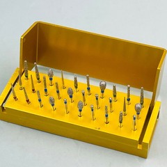 Dental Diamond Burs Drill+Disinfection Bur Block High Speed Handpiece–30Pcs/Set