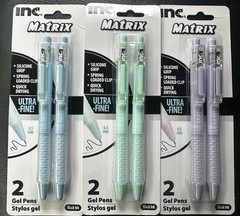 VIRAL pens 3 Packs 6 Pens INC Matrix Black Ink Gel Pens Silicone Grip Mint