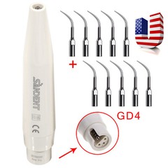 Dental Ultrasonic Scaler Handpiece / 5-20* Scaling Tips GD4 Fit DTE SATELEC NEW
