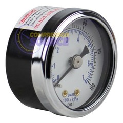 1/8″ NPT Air Pressure Gauge 0-100 PSI Back Mount 1.5″ Face Black Steel Case