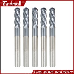 5Pcs Carbide End Mill 1/4″ 4 Flute Ball Nose 2-1/2″ Overall Length -TIALN COATE