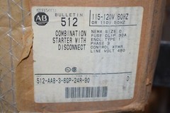 NEW Allen-Bradley 512-AAB-3-6GP-24R-90 Combination Starter With Disconnect Nema
